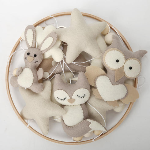 Whimsical Woodland Crib Mobile - Handmade Neutral Nursery Decor with Forest Animals and Clouds