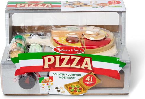 Melissa & Doug Top & Bake Wooden Pizza Counter Play Set, 41 Pcs, FSC Certified