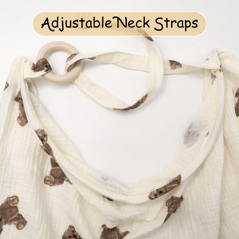 100% Muslin Nursing Cover for Baby Breastfeeding, Breathable Cotton Breastfeeding Cover with Rigid Hoop for Mother