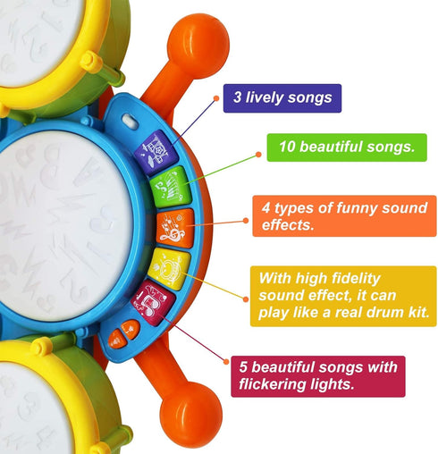 Set Drum for Toddlers, Kids Musical Instruments, Toys for Boy Birthday Gifts, Electric Drum Kit for Babies Boy Girl