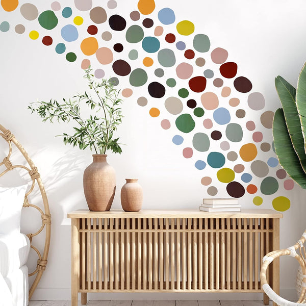 Epakh 296 Pcs Polka Dots Wall Decal, Colorful Boho Rainbow Kids Playroom Decor, Peel and Stick Modern Sticker