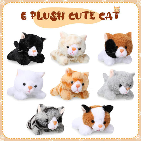 HyDren 16 Pcs Plush Animals Bulk - Assorted Small Stuffed Soft Plush Cat Dog Toys for Classroom, Birthday Party Favors