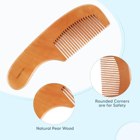 Set Set DEBETOOL Baby Hair Brush and Comb for Newborns & Toddlers - Wooden Baby Brush With Soft Goat Bristle
