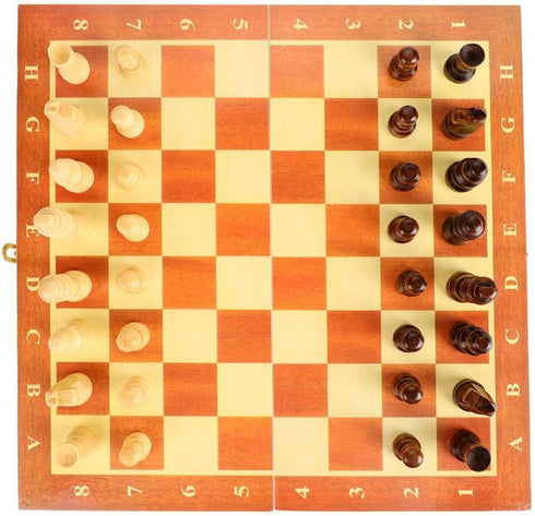 Wooden Chess Set - Folding Board, 12 Inches Handmade Portable Travel Chess Game for Kids and Adults
