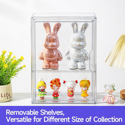 2 Pack 3Tiers Clear Display Case for Figures with Magnetic Door, Acrylic Display Cases for Collectibles, Acrylic