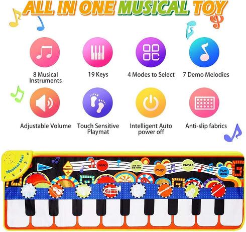 25 1 2 3+ Cyiecw Piano Mat, Toddler Toys Musical Mat with Music Sounds Floor Piano Keyboard Mat Carpet Touch Playmat