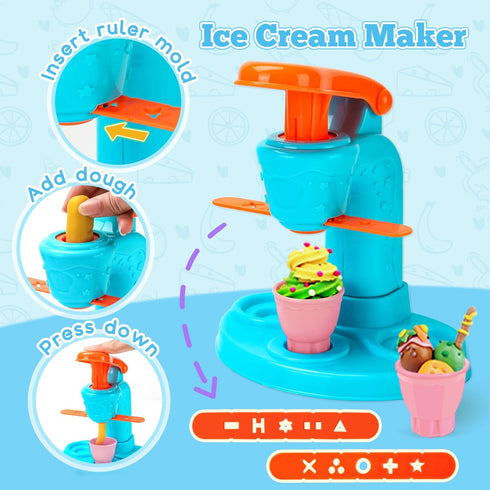 3 1 Sets 59 4-8, 3+ SOCBTNSO in Dough PCS for Kids Ages Dough Tools Kit with Ice Cream Noodle Hamburger Maker Machine