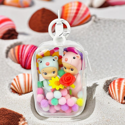 Clear Figure Display Bag with Keychain, Portable Small Doll Storage Bag Hanging Blind Box Organizer Zipper Closure, Dustproof Collectibles Display Case for Showing Off Blind Boxes, Mini Figures