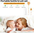 Set HOEREV Portable Baby Silicone Bottle Brush Include Pacifier Brush, Straw Brush, draining Rack, Portable Box