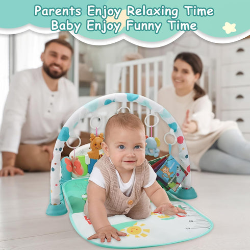 Tummy BOMPOW Baby Play Gym Mat, Play Activity Mat with Music and Lights, Piano Gym, Early Development Baby Gift