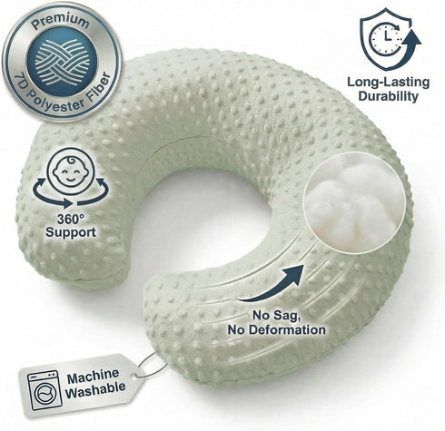 OMYS Nursing Pillow, Breastfeeding Pillows with Removable Cover for Mom with Breathable Filling, Ergonomic Baby Feeding