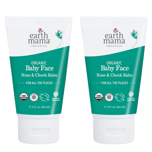 Earth Mama Organic Baby Face Nose & Cheek Balm, Moisturizer with Calendula Oil, 2-Fluid Ounce, 2-Pack