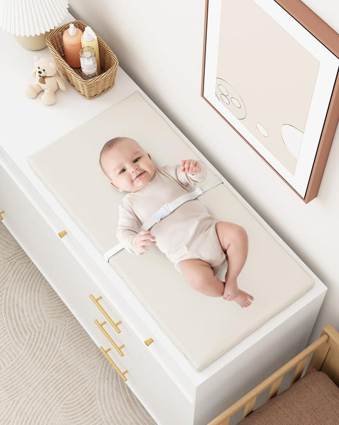 Cozy (31.5" 15.8" YACODAVO Wipeable Baby Changing Pad for Dresser and Table, Diaper Changing Pad with Waterproof