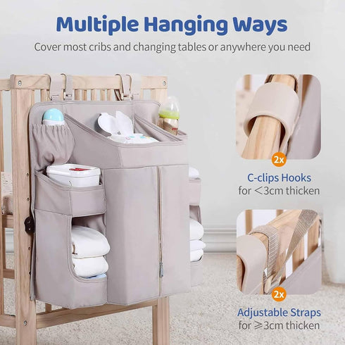 Tuygn Tuyen Multilayer Nursery Storage Bag For Crib Essentials Hanging Diaper Organizer For Changing Table