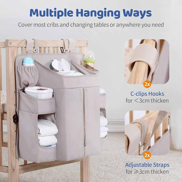 Tuygn Tuyen Multilayer Nursery Storage Bag For Crib Essentials Hanging Diaper Organizer For Changing Table
