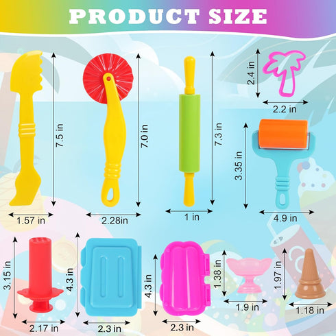 Set 31 Summer-Themed Dough Tools for Kids PCS Dough Play Tools with Animal Cutters, Ice Cream & Popsicle Molds, Dough