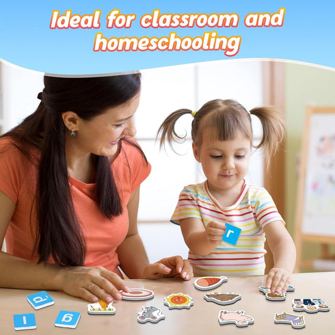 Magnetic Letters & CVC Word Games, Phonics Games, Alphabet Learning Toys, ABC Magnets for Kids, Speech Therapy Toys