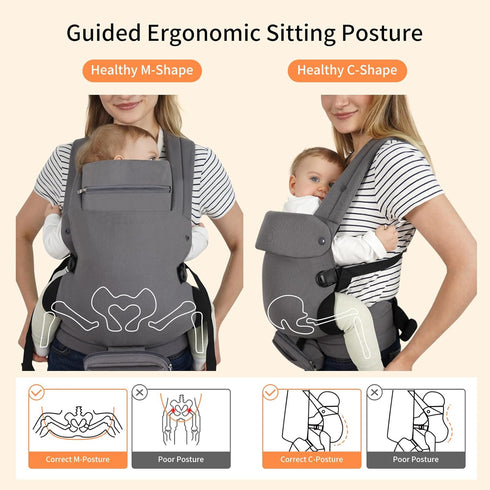 Cozy 7-44lbs, Baby Carrier, Baby Carrier Newborn to Toddler, Ergonomic, and Lightweight Infant Carrier for Toddler