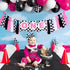 1st JOYMEMO Fast One Birthday High Chair Banner - Pink Black Race Car Birthday Party Decorations, Girl, One Year Old