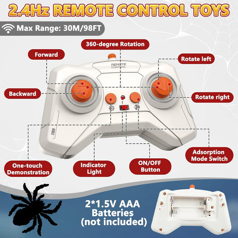 3-5 5-7 8-13, Infowush Wall Climbing Spider, Rechargeable Remote Control Spider Kids Toys, Floor/Wall Crawling Robot