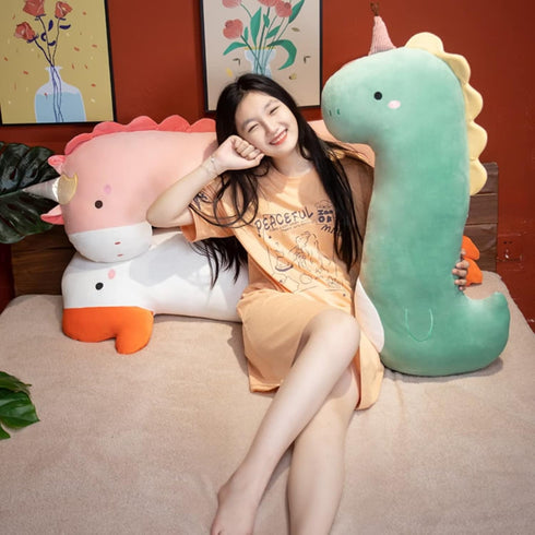 PEACH CAT Cute Long Giraffe Plush Pillow - Kawaii Stuffed Animal for Girls and Boys (Yellow, 35.4")