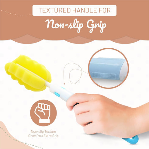 MooMoo Baby Set MoomooBaby Triple Baby Bottle Cleaner Brush - Includes Baby Bottle Brush Cleaner, Nipple Brush & Straw