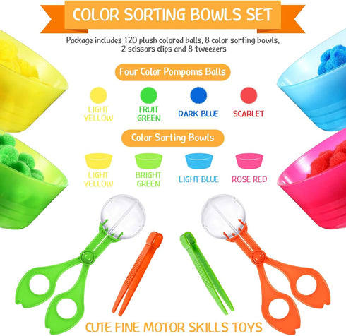 138 Pieces Fine Motor Skills Toys for Early Education, Sorting Counting Training Development for Ages 3+, Includes 8