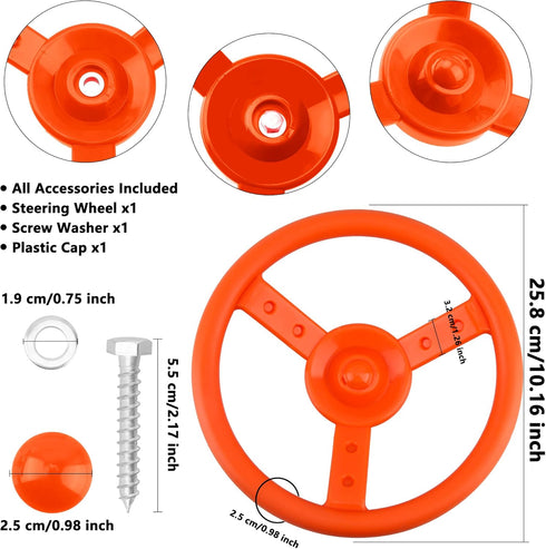 Playground Steering Wheel Accessories, Plastic Swingset Steering Wheel for Outdoor Backyard Playset (1, Orange)