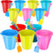 12 Pack 9 Inch Large Sand Bucket with Shovel, Beach Bucket Toys for Kids, Plastic Bucket with Handles for Summer