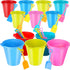 12 Pack 9 Inch Large Sand Bucket with Shovel, Beach Bucket Toys for Kids, Plastic Bucket with Handles for Summer