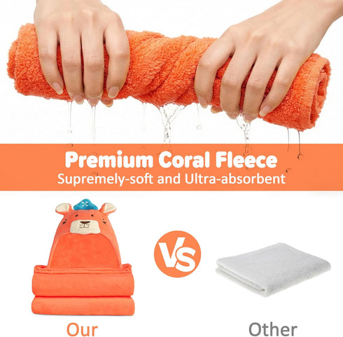 Tinyzo 2-Pack 0-5, (4832 inches) Toddler Bath Towels with Hood for Boys & Girls Age Large Size Soft & Absorbent Hooded