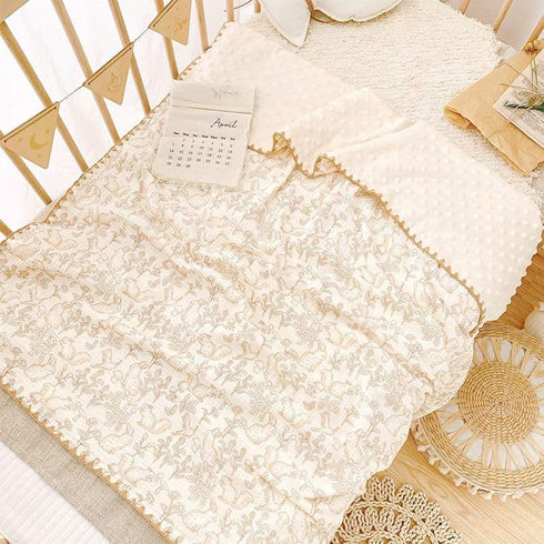 Gunnaicat 40"x40" Baby Swaddel Blanket Cotton Muslin Thick Bath Towel Dotted Backing Double Layer Receiving Blanket