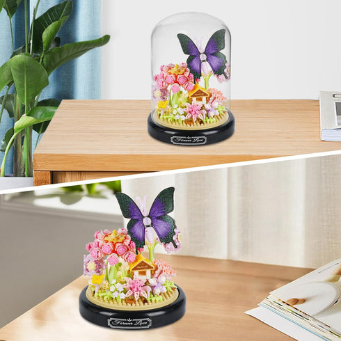 ZQJKLE Set, 582 Flower Butterfly Bouquet Building PCS Butterfly Flower Mini Brick Building Blocks Toys for Kids