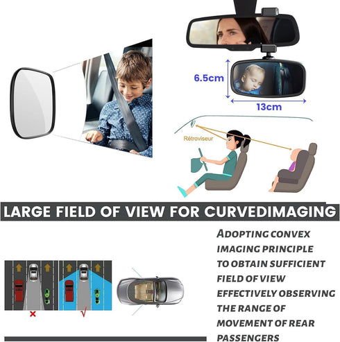KERHAND 360-Degree 14"-22") (1 pack) Baby Car Mirror for Rear-Facing Seats,Kids Safety Mirrors with Tool-Free