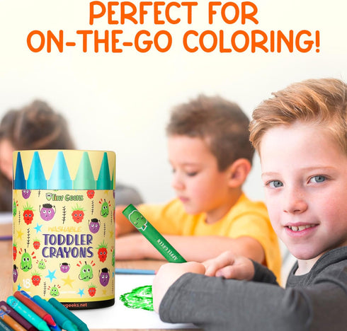 (18 1-8) TinyGeeks Jumbo Crayons Colors) Non-Toxic, Washable Crayons for Toddlers and Kids (Ages Easy-to-Hold - Ideal