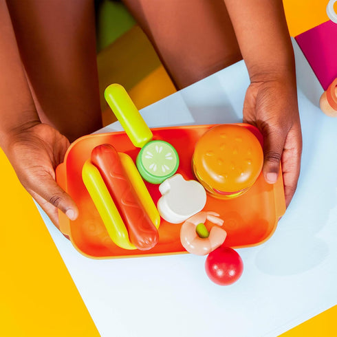 B. toys Mini Chef BBQ Grill Playset, Pretend Play Toy Grill & Food Set for Kids 3 Years + (16 Pcs)