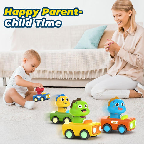 1+ 1-3,Push 12-18 MOONTOY Car Toys for Year Old First Birthday Gifts for Boys,Press and Go Car Toys Baby Animal Racing