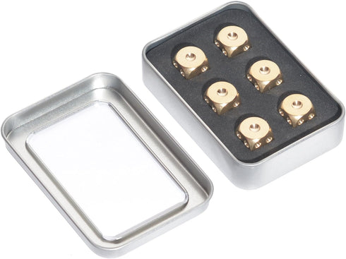Metal Dice Set 6pcs, Solid Brass Dice with Gift Metal Case and Portable Bag for Board Game, Poker, Role Playing
