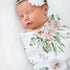 Stork Wares 30x40inch (BB339) Soft Floral Rose Personalized Baby Girl Swaddle Blanket, White