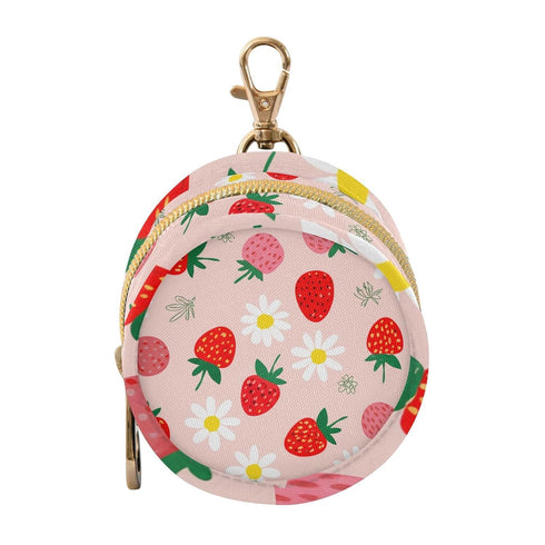Strawberry Round Pacifier Storage Case with Zipper, Portable Pacifier Case for Travel,