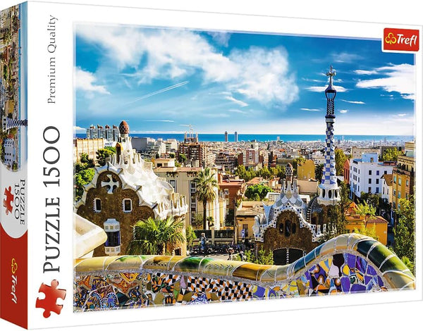 Trefl Park Guell Barcelona 1500 Piece Jigsaw Puzzle - Red 33"x23" Print - Classic Puzzle for All Ages