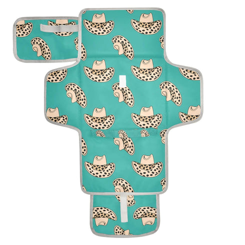 Kagirah Wild West Spots Pattern Portable Changing Pad with Built-in Pillow, Waterproof Foldable