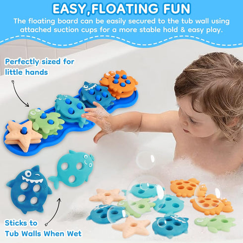 1-3 10 Set Baby Bath Toys, Mold Free Silicone Shape Sorting & Stacking Bath Toys for Kids Ages with Cute Floating