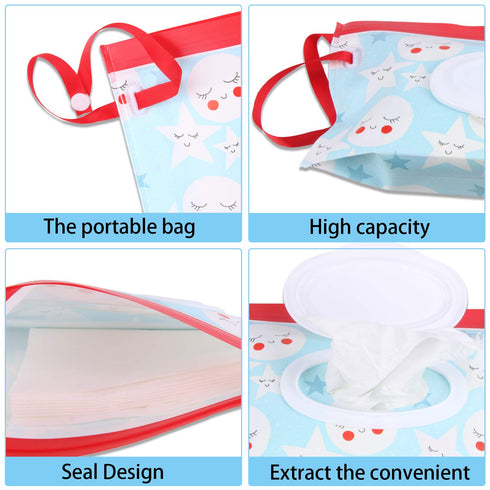FEBSNOW 4 Pack Baby Wipes Container - Reusable Portable Wet Wipe Pouch Dispenser for Baby Travel