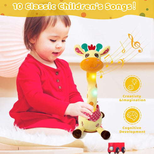 Emoin Giraffe Stuffed Animal Baby Toys, Singing Giraffe with 10 Children's Songs, Light Up Toys, Gifts for Toddlers 1-3