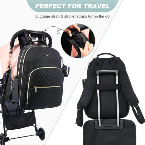 Backpack, LOVEVOOK Diaper Bag Quilted Baby Bag with Changing Pad & Pacifier Holder, Waterproof Travel Diaper Bags