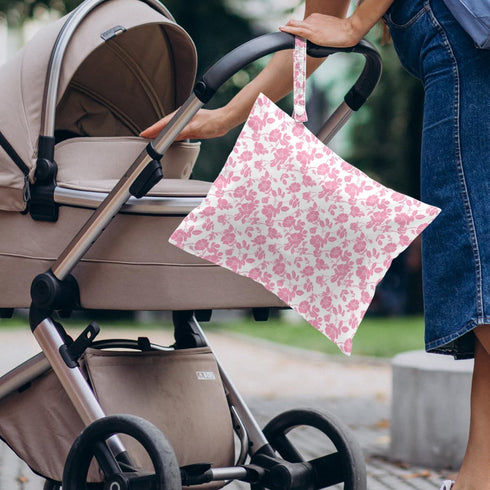 VBCVBGFH 4 Pack Rose Floral Wet Bag Waterproof Washable Reusable Wet Dry Bag for Swimsuit Clothes Cloth Diaper Travel