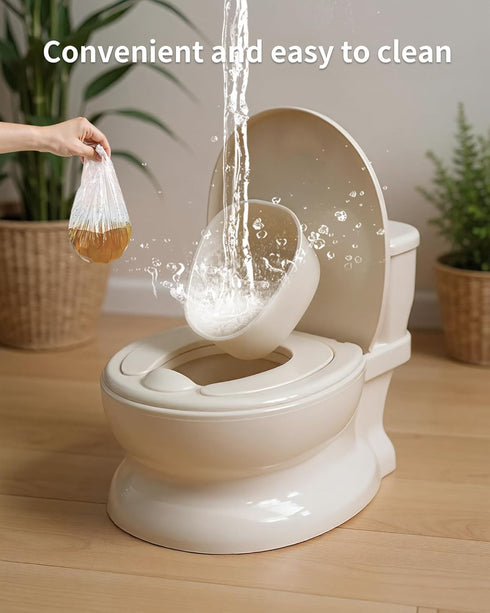 PipNest Realistic Potty Training Toilet - Flushing Sounds, Wipes Storage, Disposable Liners, Easy to Clean for Toddler