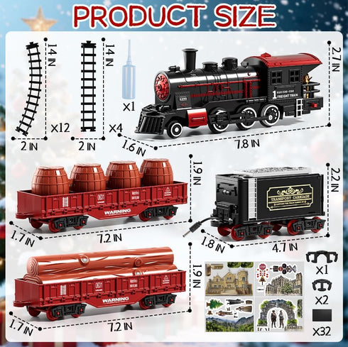 Set 2-4, Sets 3-8 Train for Toddlers Electrical Trains with Track, Smoke, Light, Sound and Scene, Christmas Train