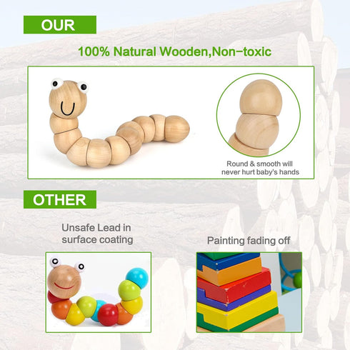 kaqinu Instruments,100% Sets, 23 Kids Musical Natural Wooden Music Percussion Toy Pcs Tambourine Xylophone Toys